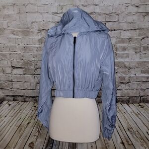 NWOT True Religion Crop Zip Up Hoodie Size M Blue